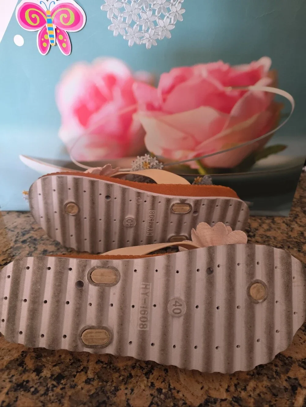 Peach Colored Flower Babe Brand With Insole Comfort  Size 9